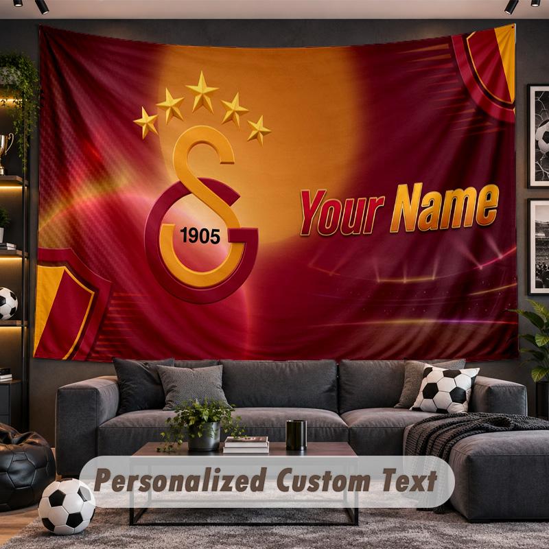 Galatasaray FC Personalized Tapestry Support Custom Name, Wall Art Home Decoration