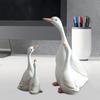 Статуэтка из смолы «Утка-мать, дитя», скульптура «Белая утка», украшение для дома и улицы, семья уток