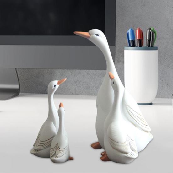 Статуэтка из смолы «Утка-мать, дитя», скульптура «Белая утка», украшение для дома и улицы, семья уток