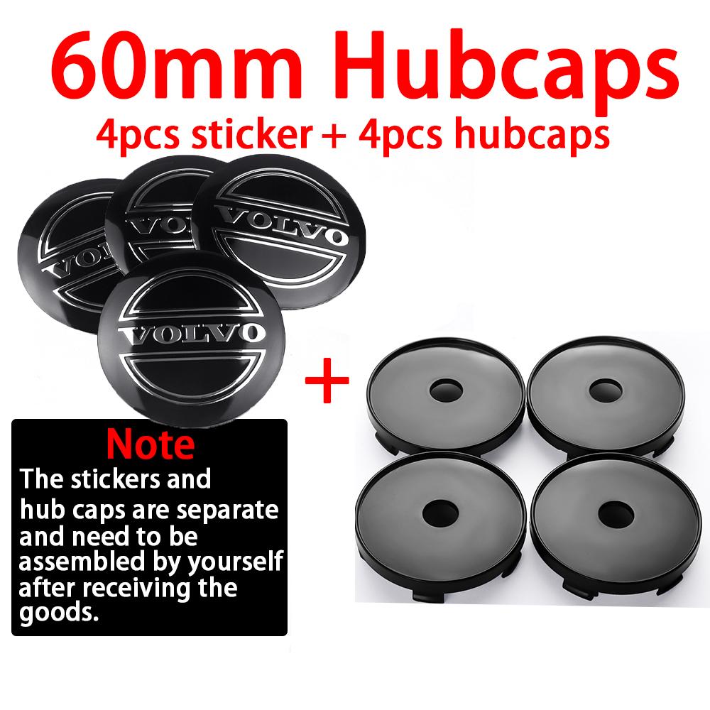 4pcs 56/60mm Car Wheel Center Cover Stickers Hub Caps Decor Decals For Volvo Rdesign AWD C30 C70 S40 S60 S70 S80 S90 V40 V50 V60