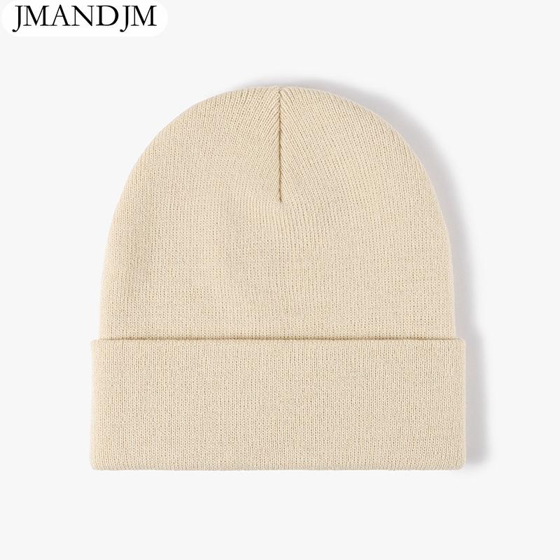 Available Autumn and Winter Warm Thickened Double Beanie Hat Simple Men's Women's Knitted Hat