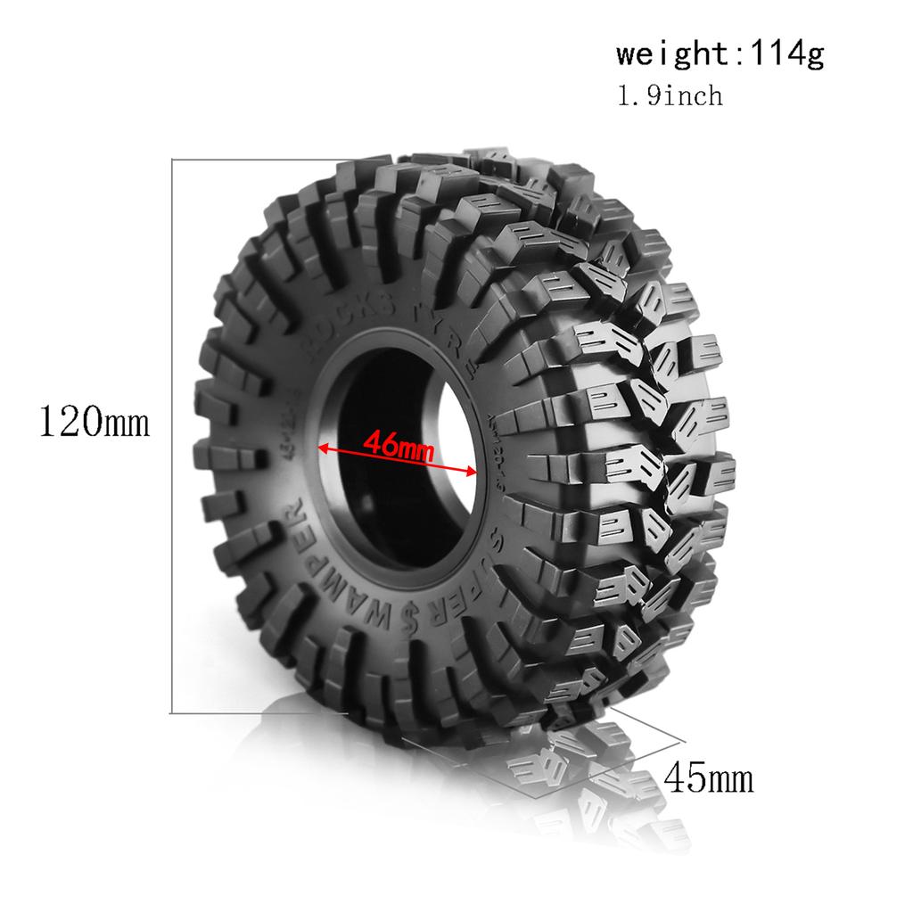Гусеничные резиновые автомобильные шины с дистанционным управлением, 1,9 дюйма, 120*45 мм, 4 шт., замена для TRAX4 RC4WD D90 Axial