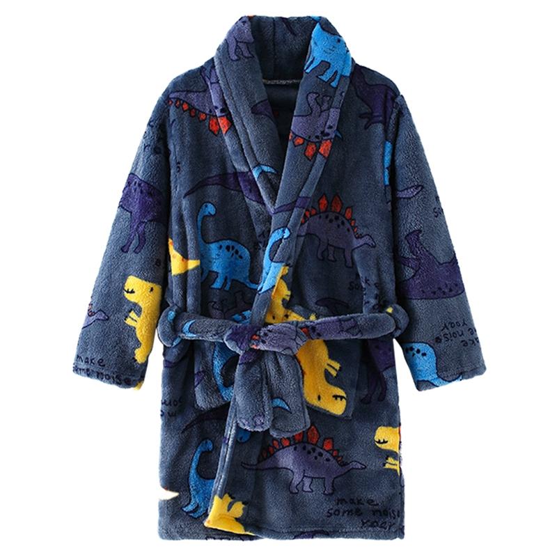 Kids Flannel Bathrobe Boys Girls Skin-friendly Soft and Comfortable Robe with Pockets