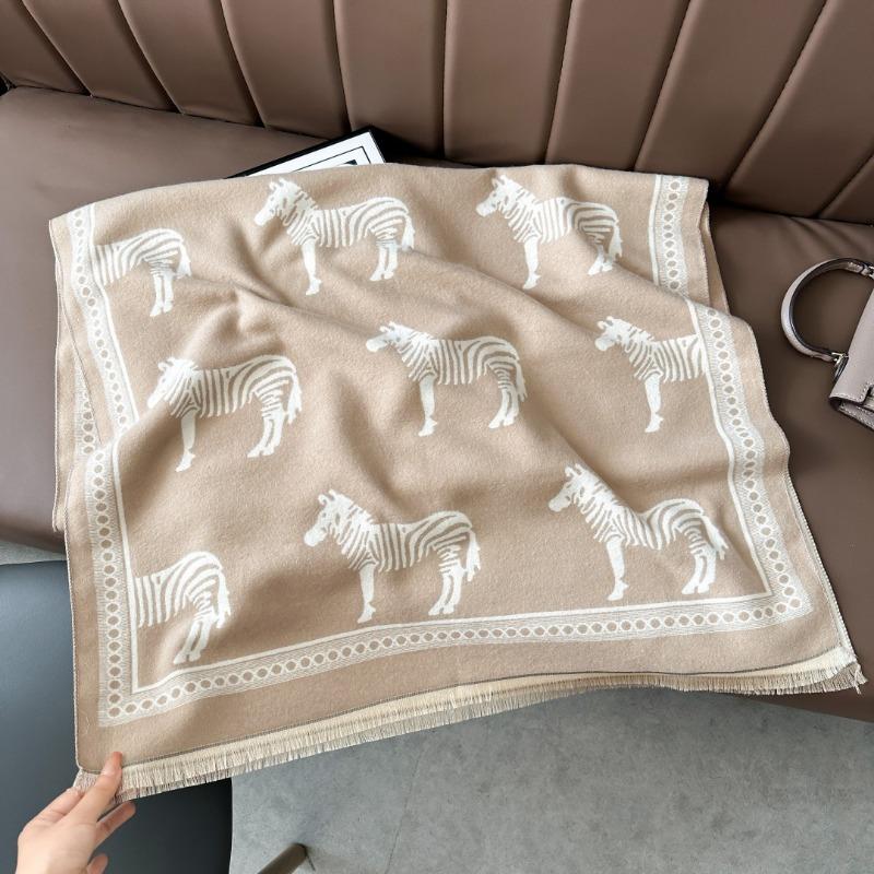 New Zebra Scarf Women's Autumn and Winter High-end Office Shawl Dual-purpose Versatile Thickened Warm Scarf