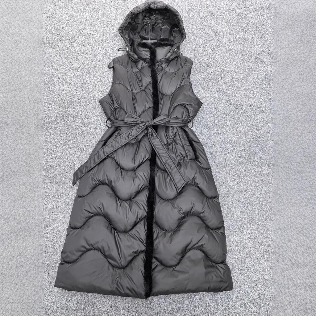 Down Cotton Vest Women's Long Over-the-knee Autumn and Winter New Korean Style Cotton Waistcoat Vest