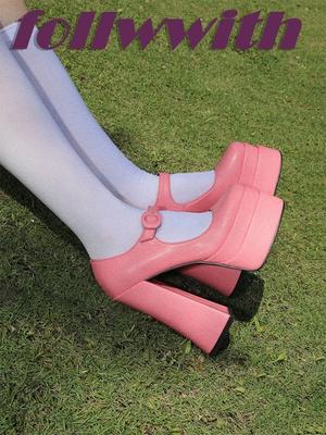 Модные лаконичные розовые однотонные туфли Мэри Джейн на платформе с пряжкой, квадратный носок, массивный каблук, милые, модные, осенние, новинка 2025, женская обувь