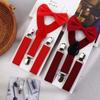 Solid Color For Girls Strap Clip Bow Tie Hanging Pants Clip Suspenders Clips Tie Suspenders Set