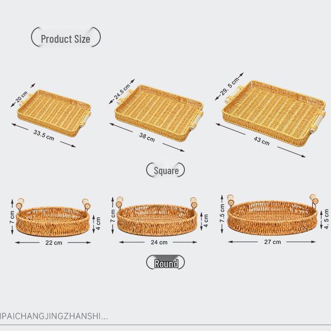 Madly Snack & Fruit Tray - Handwoven Rattan Storage Basket for Living Room