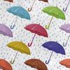 Royal Samt Stoff Polyester Zum Nähen - Motiv Bunte Regenschirme Regen