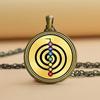 ЧО КУ РЕЙ Рейки Ювелирное Ожерелье Кулон Чакра Символ Золотой Шарм Серебряная Цепочка