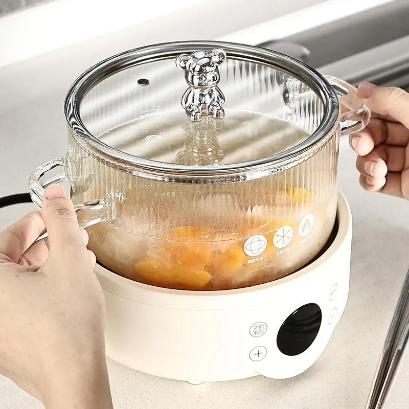 Многофункциональная кастрюля с двумя ушками, противоожоговое стекло, миска для лапши быстрого приготовления с крышкой, электрическая керамическая плита для домашнего здравоохранения, керамическая плита для приготовления супа