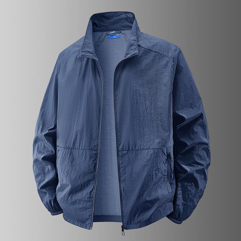 Popular Men's Two Open Sunscreen Clothing Summer Light and Breathable Men's Skin Clothing Men's Stand-Up Collar Outdoor Jacket