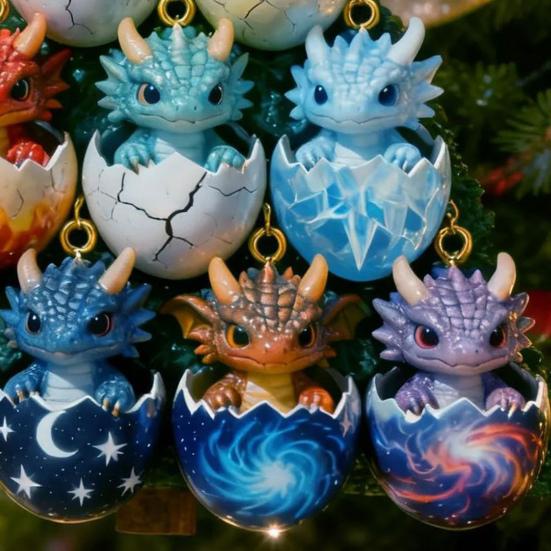 Yousheng 2D Acrylic Dragon Hanging Decoration Flat Cartoon Flying Dragon Egg Christmas Tree Hanging Ornament Indoor Home Holiday Party Pendant