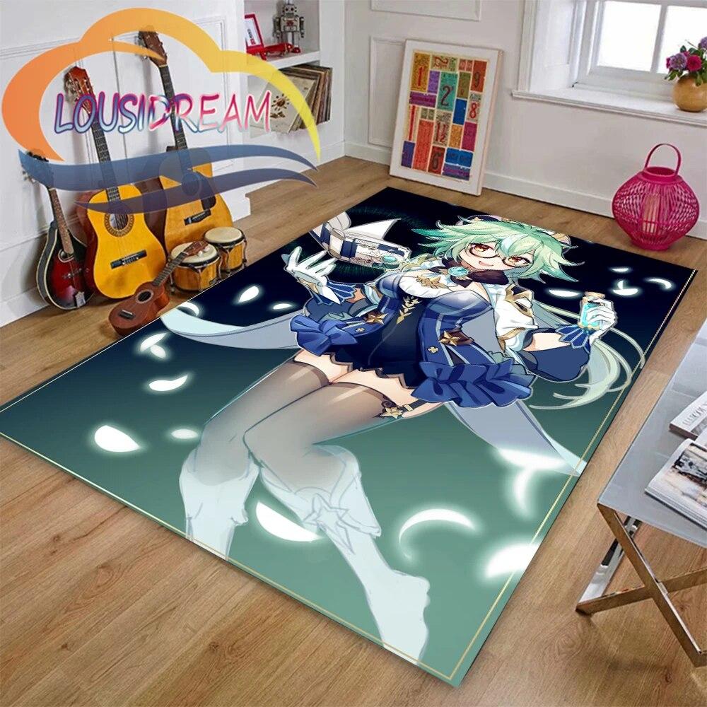 Ковер с мультяшными приключенческими играми, 3D принт Genshin Impact, напольный коврик для гостиной, мягкий фланелевый ковер для игр