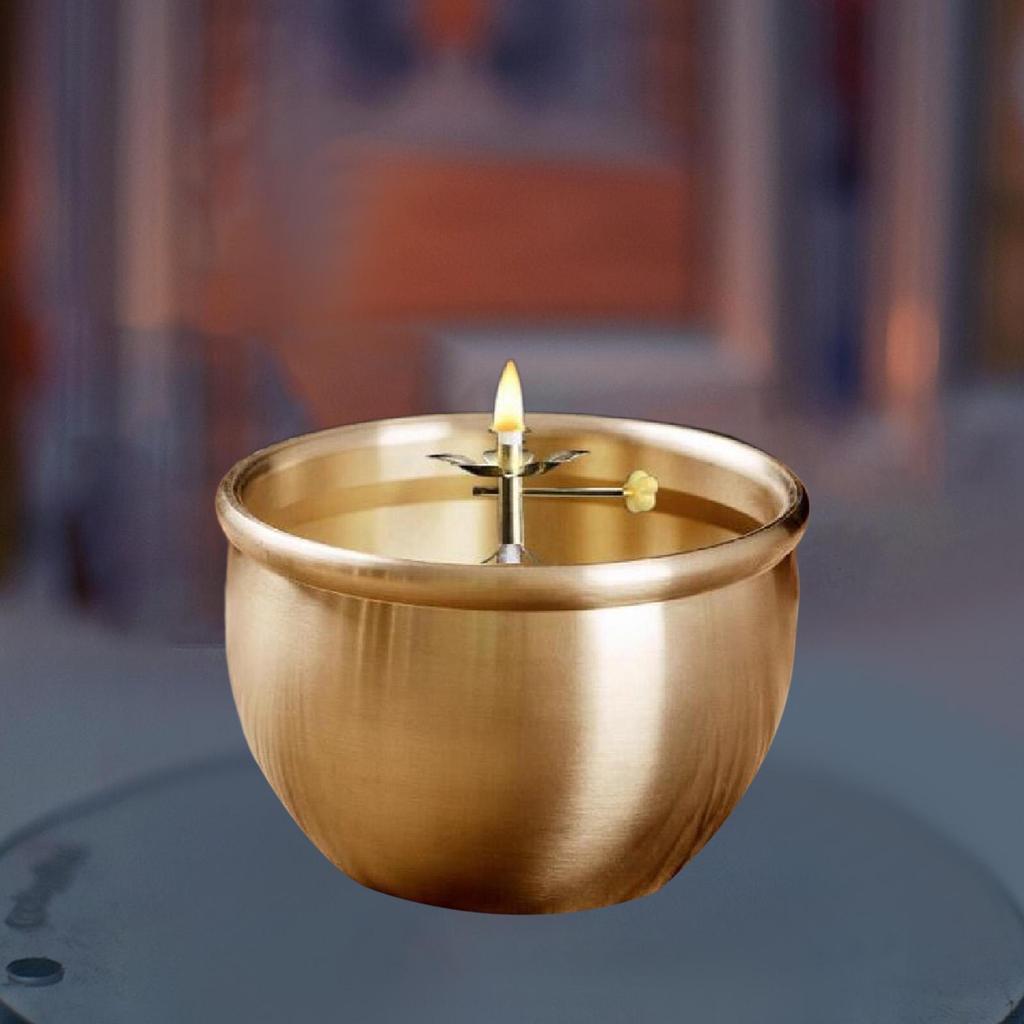 Ретро масляная лампа регулируемая яркость медные алтарные принадлежности украшение держатель для гхи масляные лампы