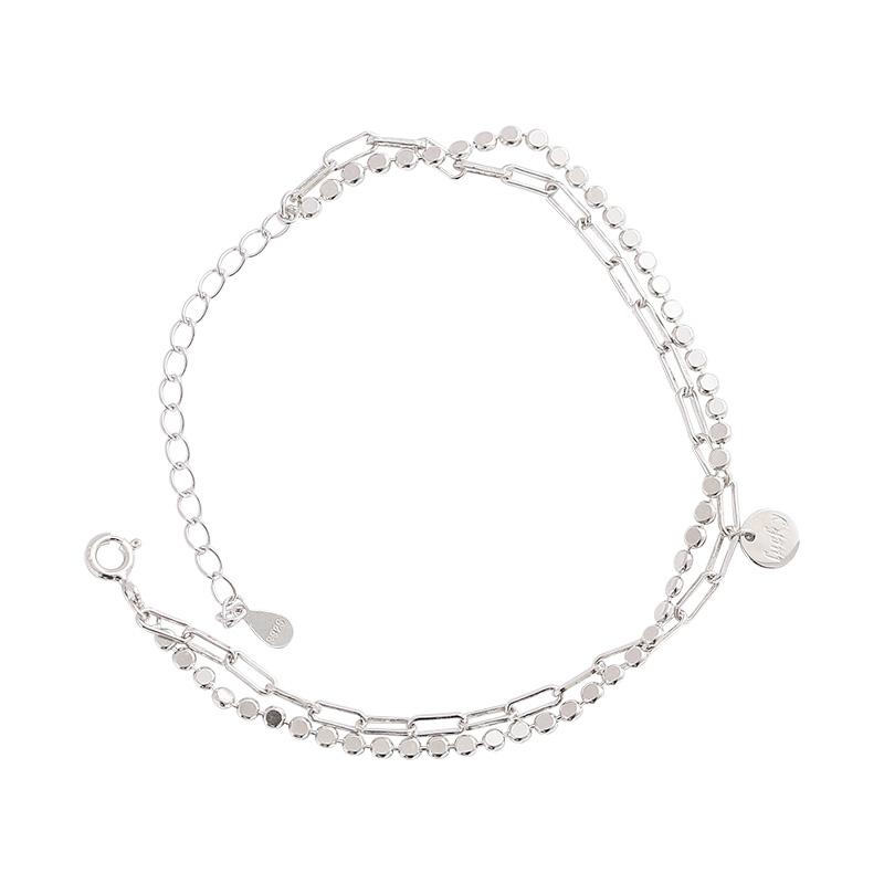 ANENJERY Серебряный цвет двухслойная круглая цепочка с подвеской в виде карты, регулируемый браслет для женщин и мужчин, простые ювелирные изделия, подарки на каждый день