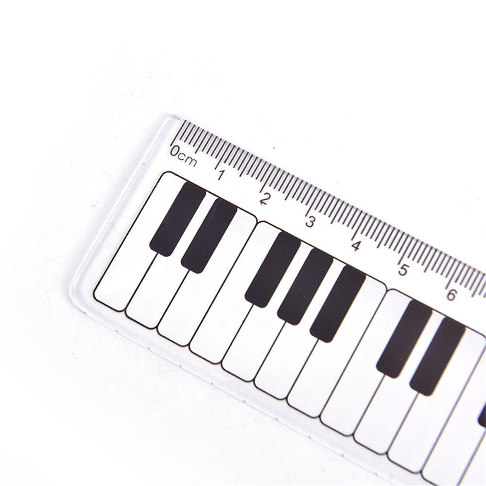 Plastic Scale Ruler 15cm Black White Musical Notes Piano Rule Straight Rulers Measuring Ruler