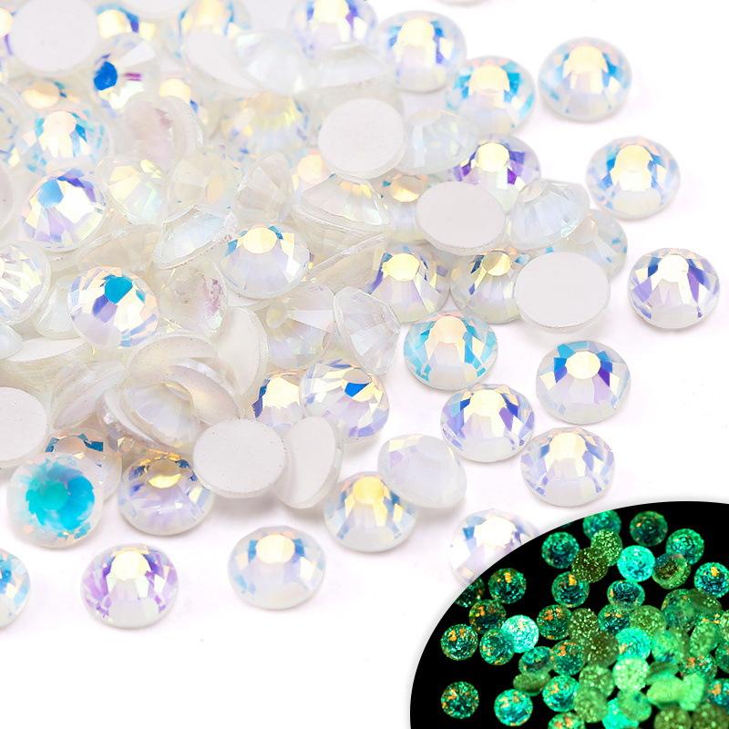 Стеклянный плоский дно светящийся алмазный DIY маникюрный сверло украшение для ногтей флуоресцентный сверло чехол для мобильного телефона декоративные стразы