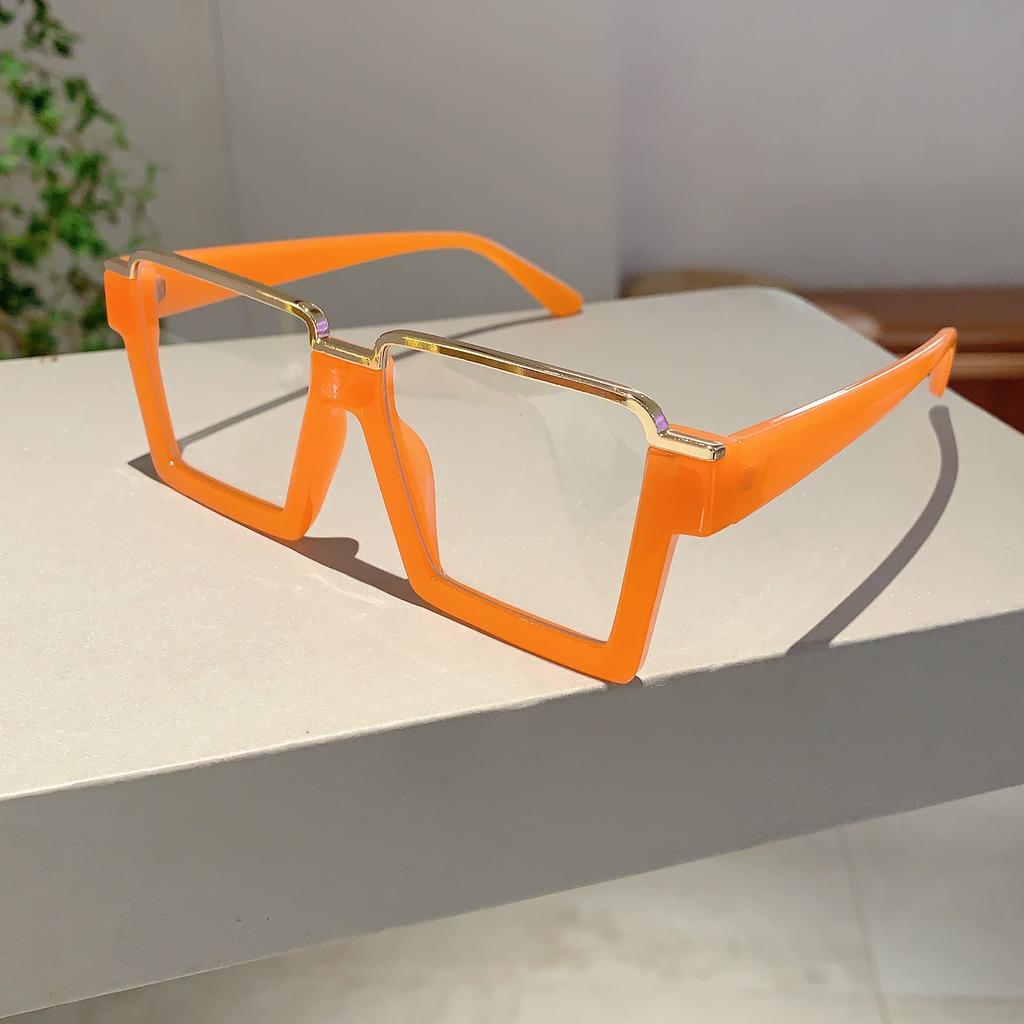 Oversized Square Glasses New Women Stylish Semi Metal Rim Eyeglasses Trendy Vintage Design Blue Light Blocking Eyewear
