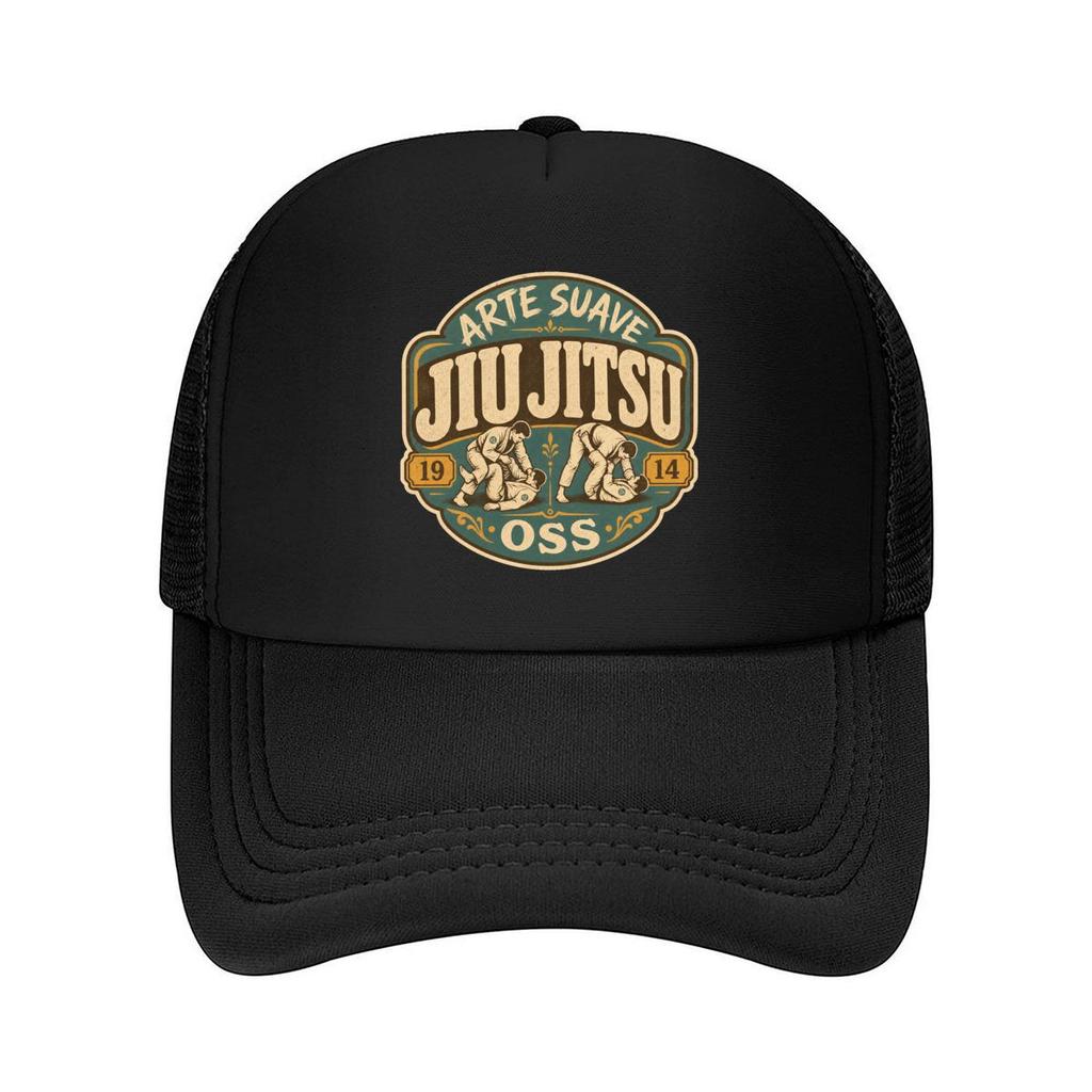 Vintage Jiu Jitsu Heritage Emblem Mesh Baseball Cap Polyester Forward Observations Hat Adjustable Golf Hat Summer