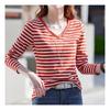 NaVaVa NT600 Casual STriped V Neck Long sleeVe T shirT