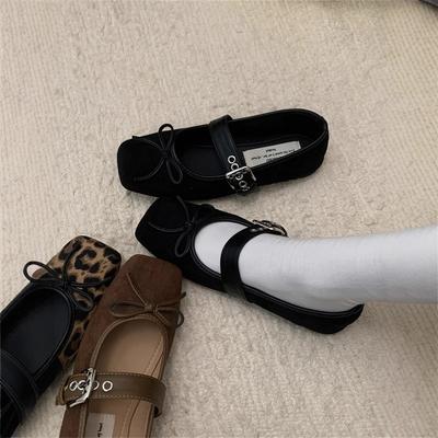 Туфли-балетки с квадратным носком с леопардовым принтом, французские Мэри Джейн, женская обувь 2025, новые осенние серебристые балетки для вечера