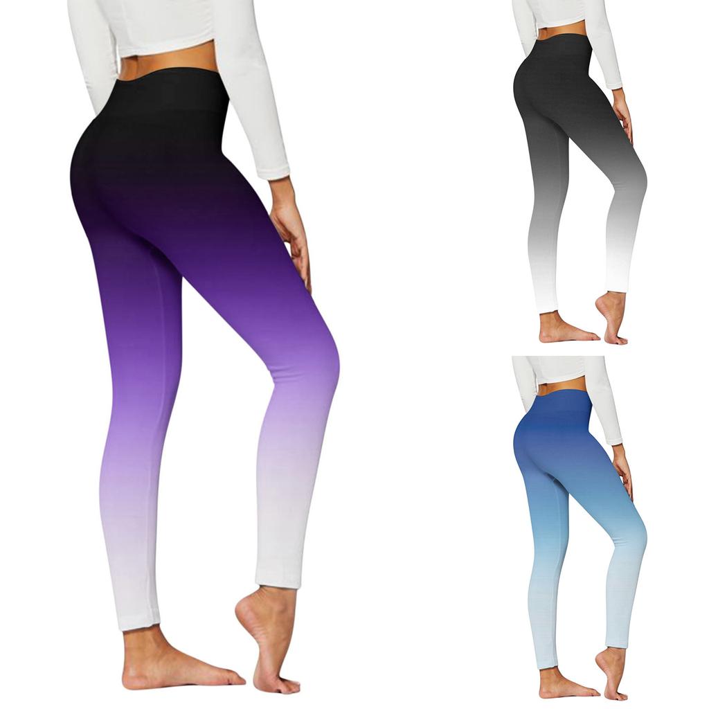 Женские повседневные модные уличные градиентные тонкие эластичные брюки для йоги, девятиминутные брюки