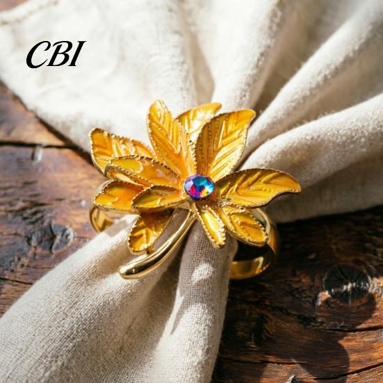 Waterproof Napkin Ring 5Pcs Rings, Maple Leaf Design Holders, Elegant Rings Anti-Oxidation Decorative for Wedding Banquets And Restaurants Linen