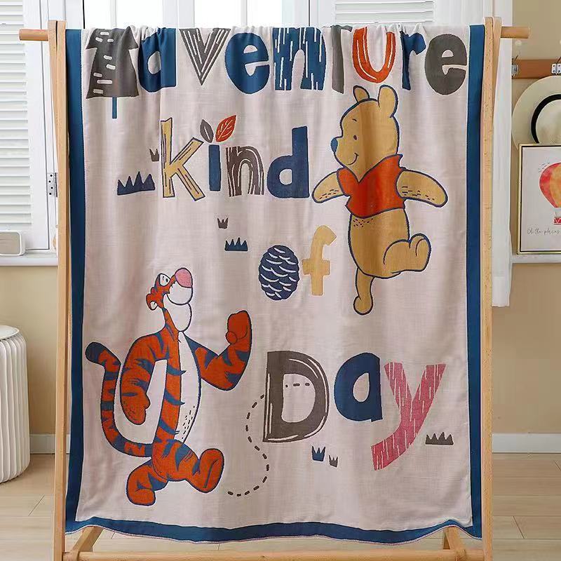 Four Seasons Baby Cotton Gauze Towel Quilt Newborn Cartoon Children's Baby Blanket Breathable Washed Cotton Lunch Break Blanket