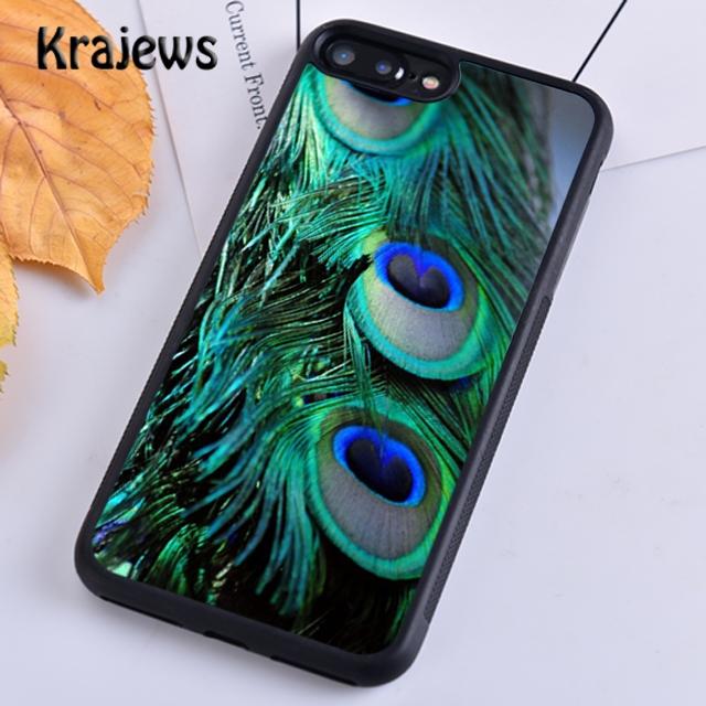 Krajews Turquoise Stone Flora Peacock Feather Phone Case For iPhone 17 Air 16 15 14 plus 11 12 13 pro max coque Fundas