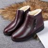Leather Boots Winter Middle-aged Flat Bottom Shoes for Women Warm Cotton Shoes Soft Bottom Non-slip Wool Women Boots