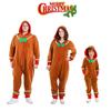 Christmas Gingerbread Man Cosplay Costume Hooded Jumpsuits Adult Kids Xmas Party