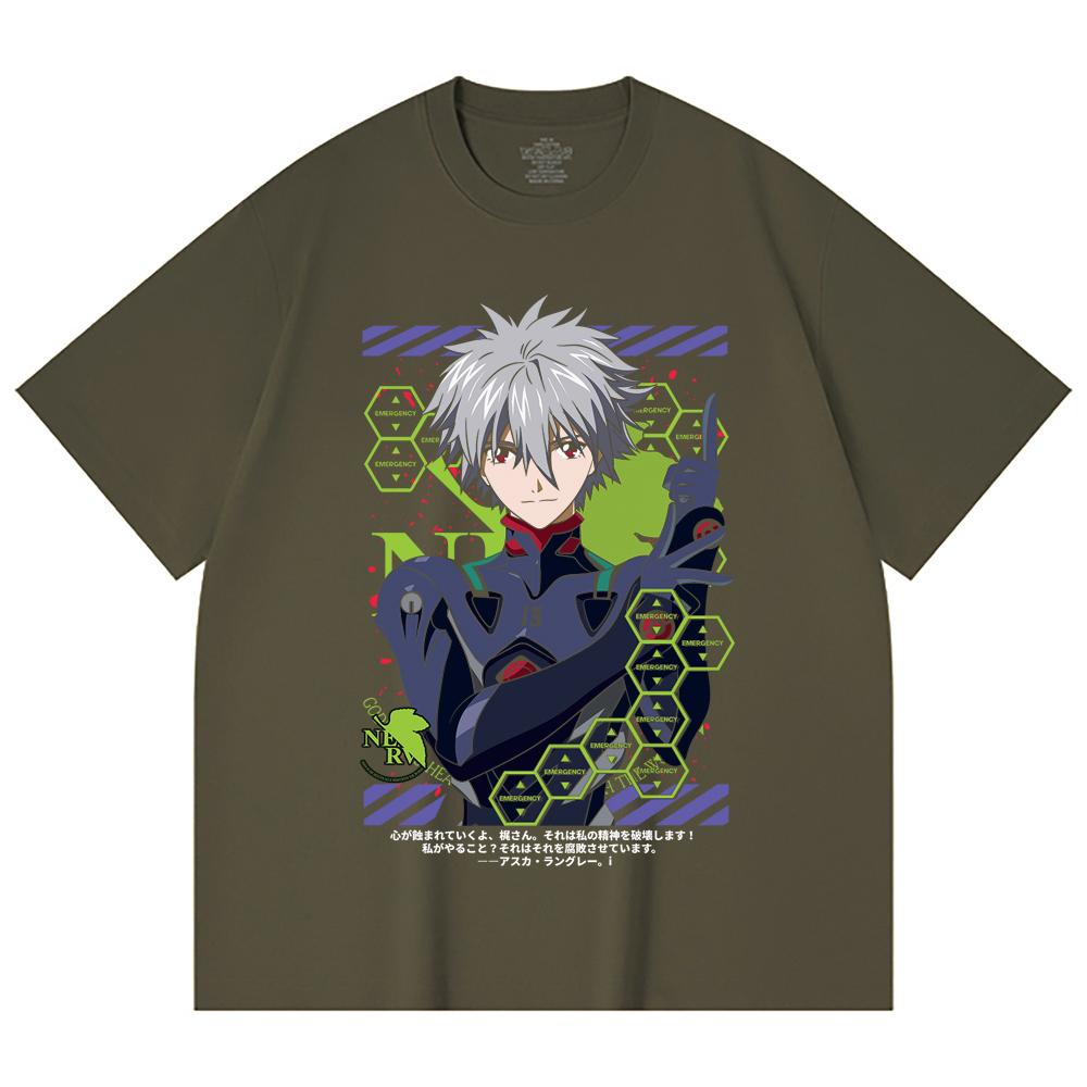 Хлопковая футболка унисекс плотностью 230 г/м² из 100% хлопка с принтом Evangelion V5 Kagoru