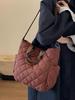 Вместительная стеганая сумка-тоут - Универсальная хлопковая сумка в корейском стиле, Высококлассная модная сумка через плечо и кроссбоди для осени и зимы