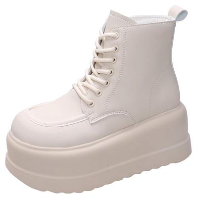 Модные женские ботинки, кожаные туфли в британском стиле для женщин, осень и зима, новые узкие ботильоны на толстой подошве и платформе со шнуровкой