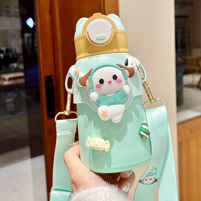 Милый мультфильм, детский термос из нержавеющей стали 316, бутылка для воды с соломинкой, термоизолированная чашка для студентов детского сада для мальчиков и девочек