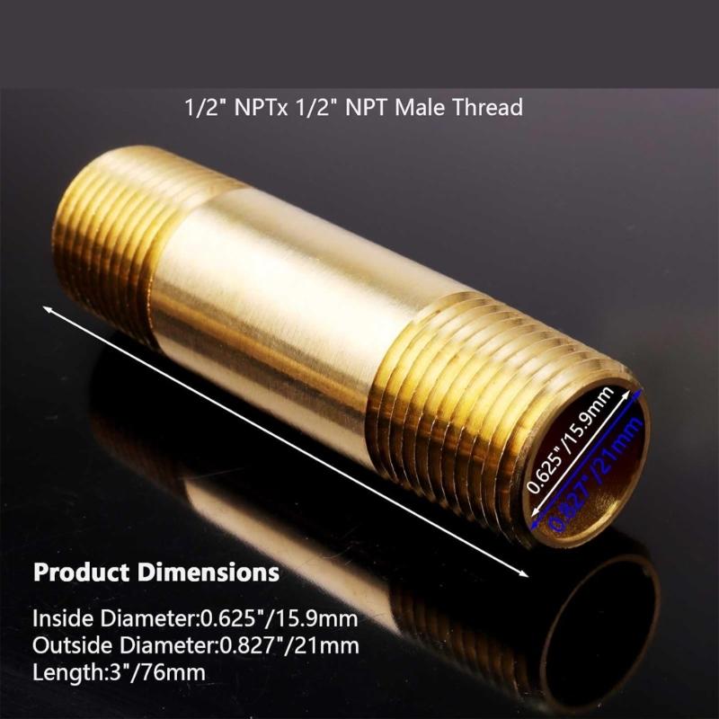 Heavy Type Brass Pipe Connector Solid Brasses Male To Male Threaded Pipe Fitting for Fuels Water and Air Systems
