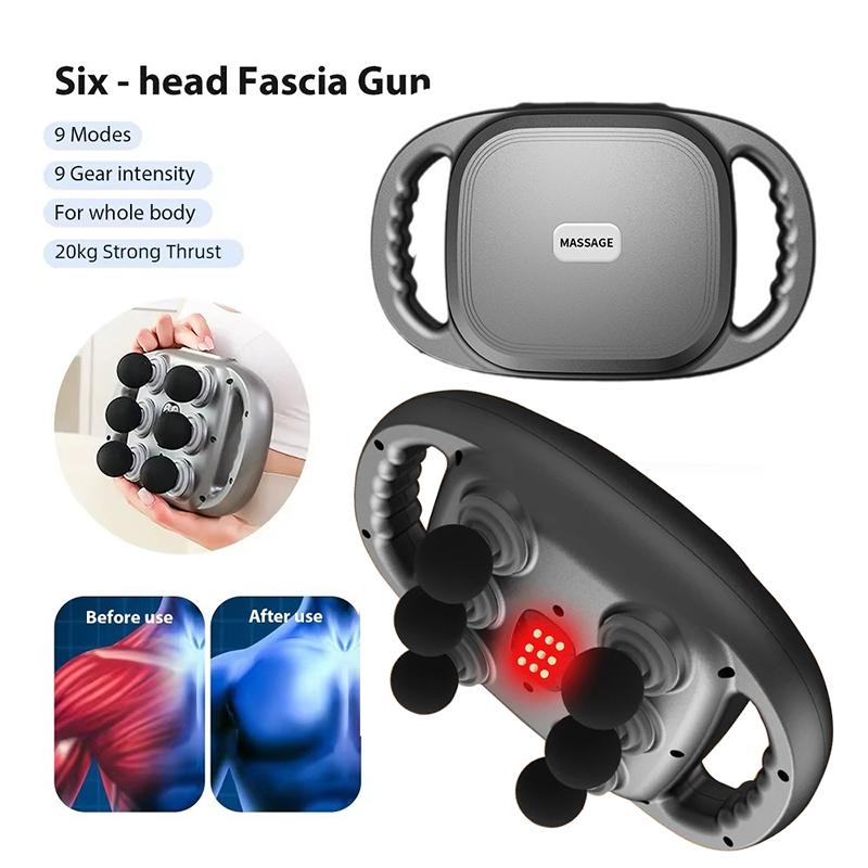 Fascia Gun Six-head Muscle Relaxation Electric Massager Wireless Waist Back Masajeador Deep High Frequency Vibrater Body Massage