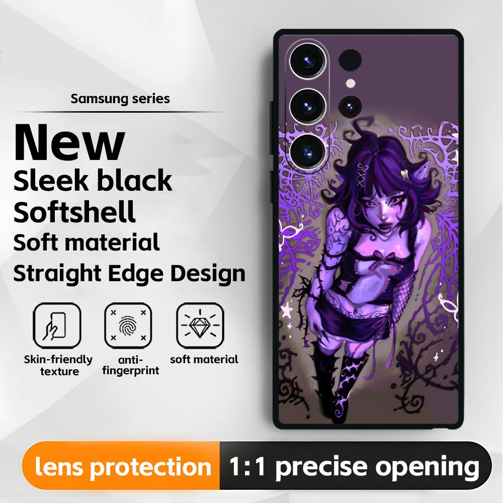 Gothic style cool girl  Phone Case For Samsung Galaxy S25 S24 S23 S22 S21 S20 Plus Ultra Note20 Soft Black
