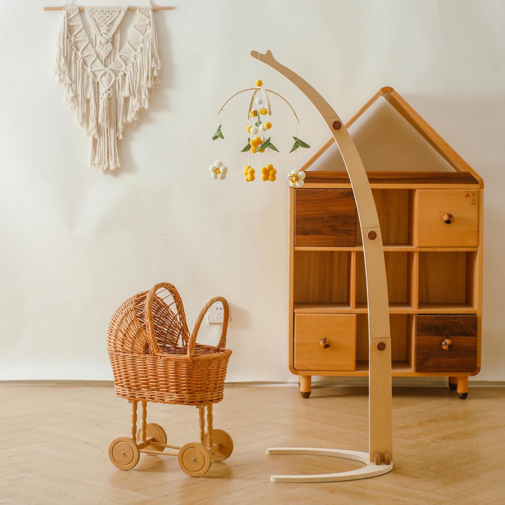 Кровать Etucdose веселая стоячая деревянная детская легко наматываемая подвесная кровать спящая роды ребенок обучающий комплект постельного белья, рычаг, мобильный, установить, звонок, тип,