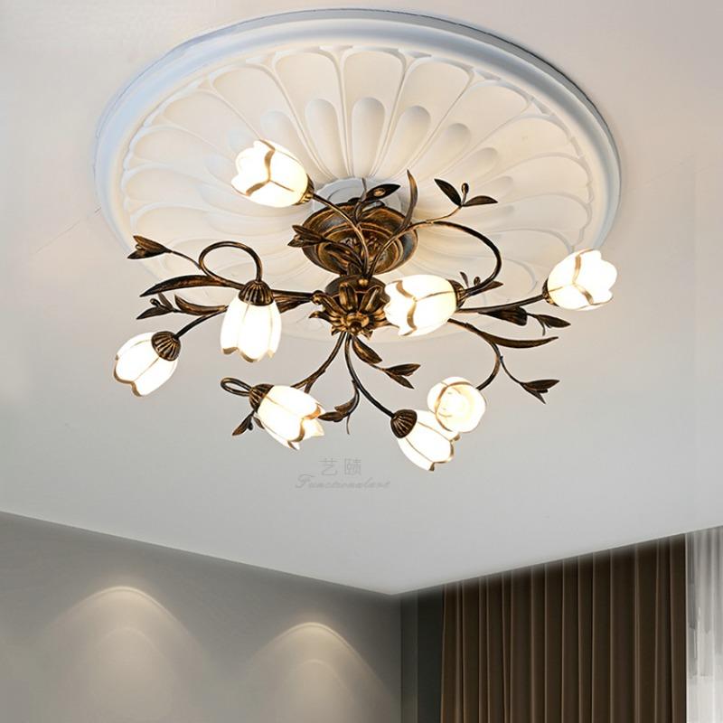 Потолочный светильник в деревенском стиле с железным цветком и травой для гостиной, спальни, столовой, светильника