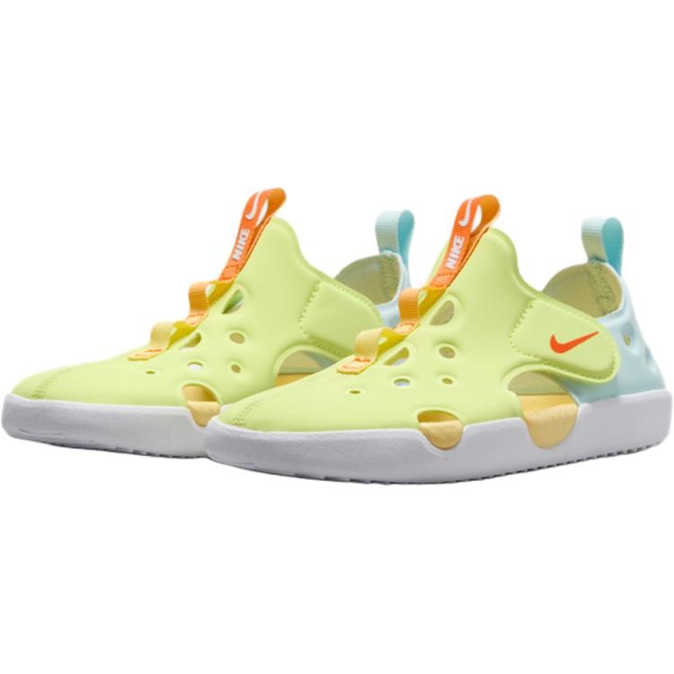 Nike Sunray Protect 4 Нескользящие Устойчивые к истиранию Низкие Детские Сандалии Желтый Синий IB8892-781
