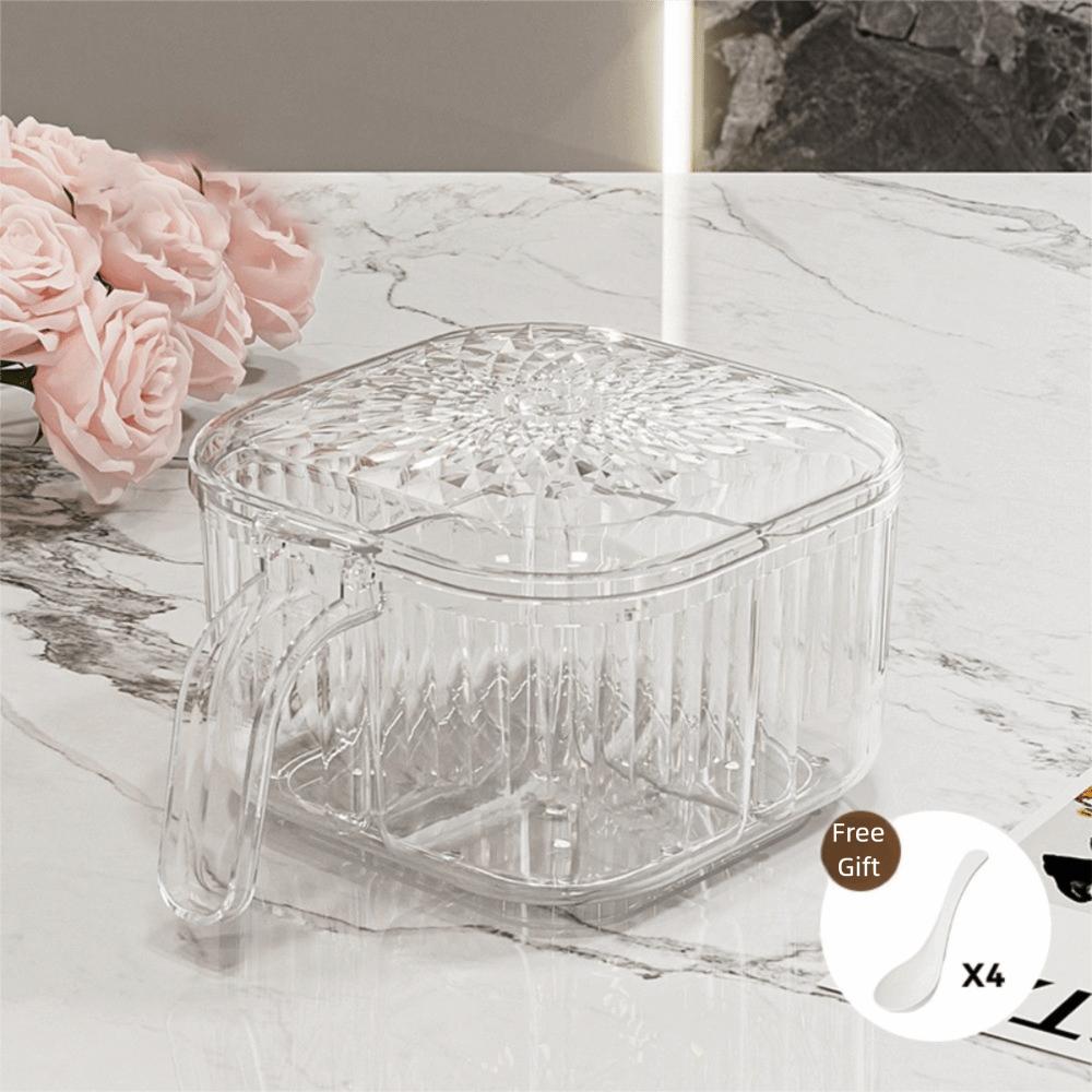 4 Compartment Kitchen Seasoning Box Moisture-proof Spice Jar Durable Condiment Storage Box Salt