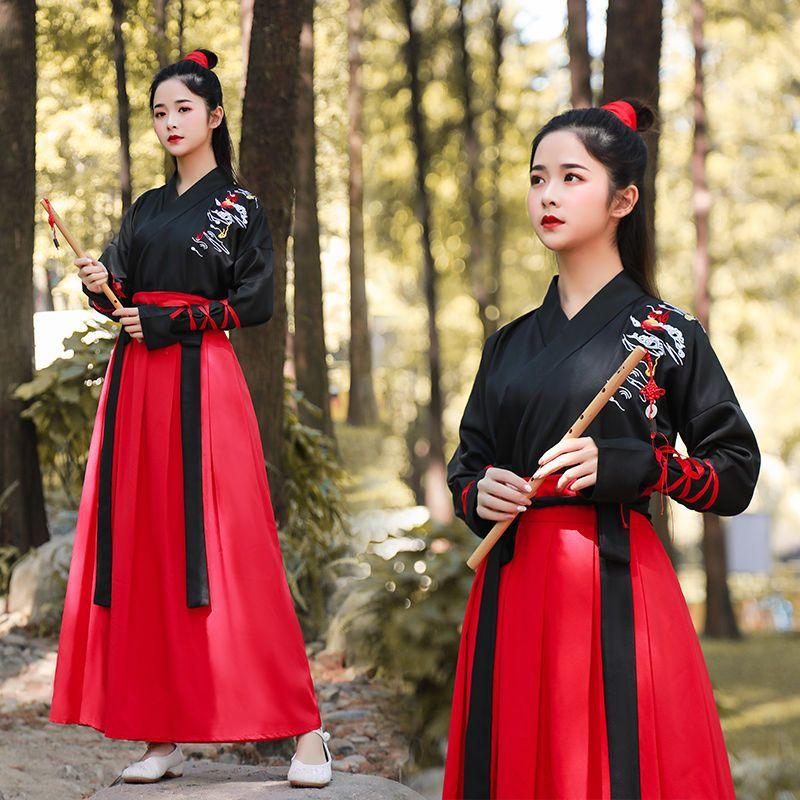 Ежедневно улучшенный женский костюм Hanfu длиной до талии с перекрестным воротником, костюм для пары в китайском стиле для боевых искусств