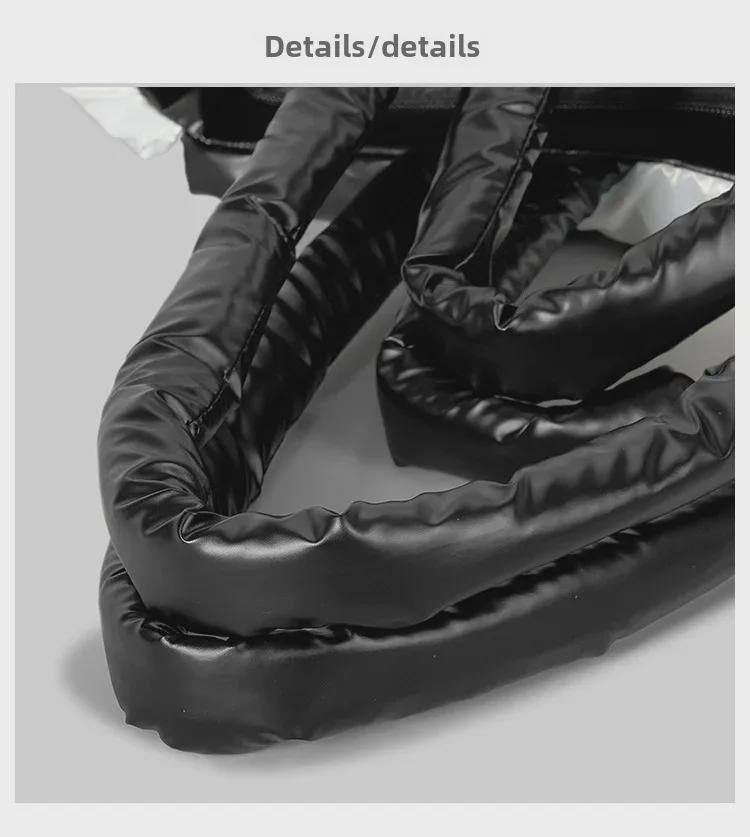 Женская легкая черно-белая клетчатая сумка-тоут – мягкая, пуховая сумка через плечо