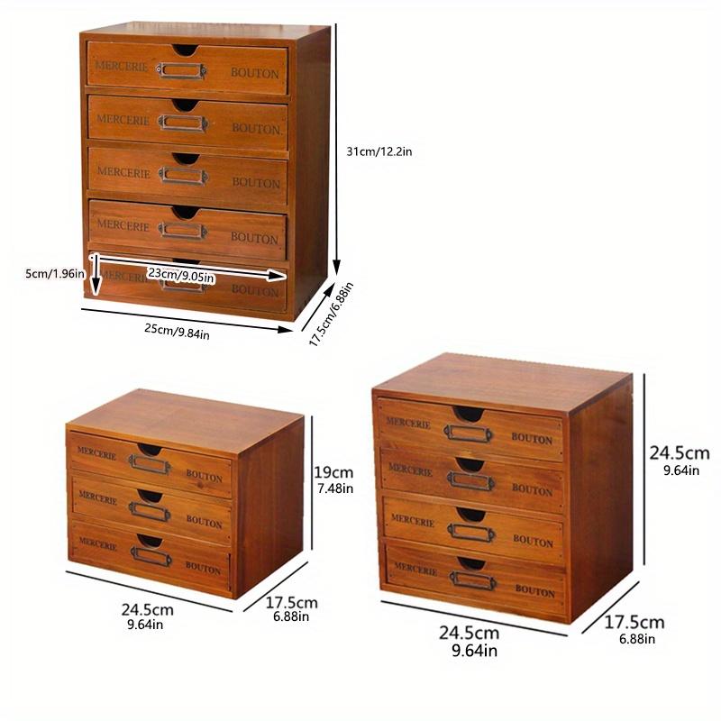1 шт., 3/4/5 ящиков, ретро-коробка для хранения косметики и офисных принадлежностей, подходит для туалетного столика, школы, офиса, организации вещей в общежитии.