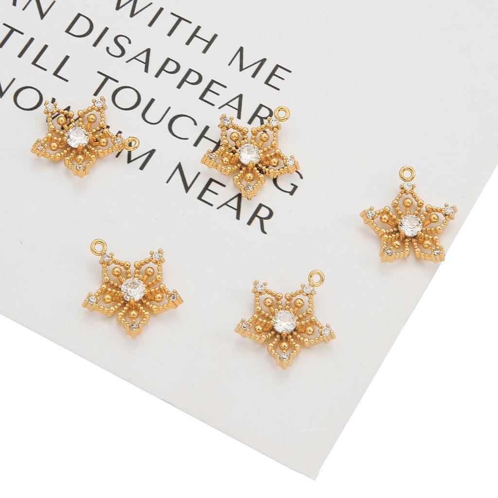 Медные пятилепестковые цветы, подвески, подвески со стразами, сделай сам, для женщин, принадлежности для изготовления сережек