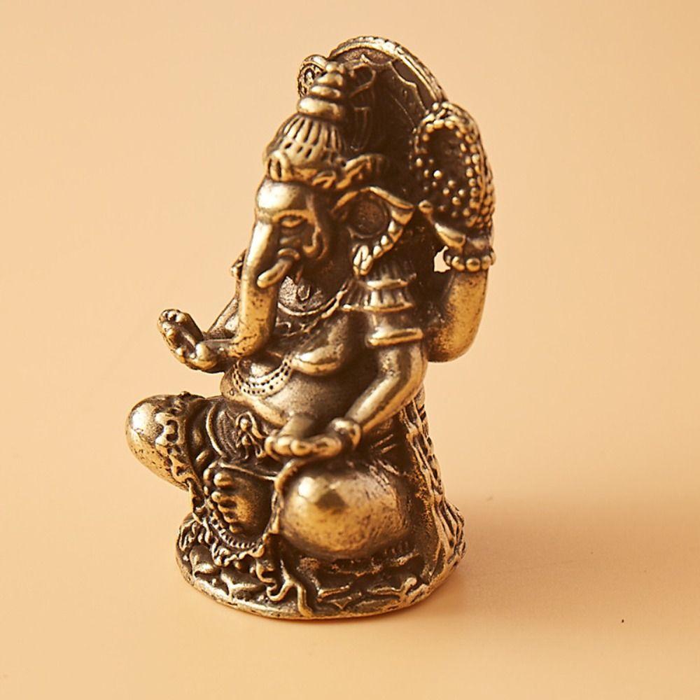 Mini Elephant God Figure Sculpture Vintage Elephant Hindu God Figurines Ganesha Statue Cabinet