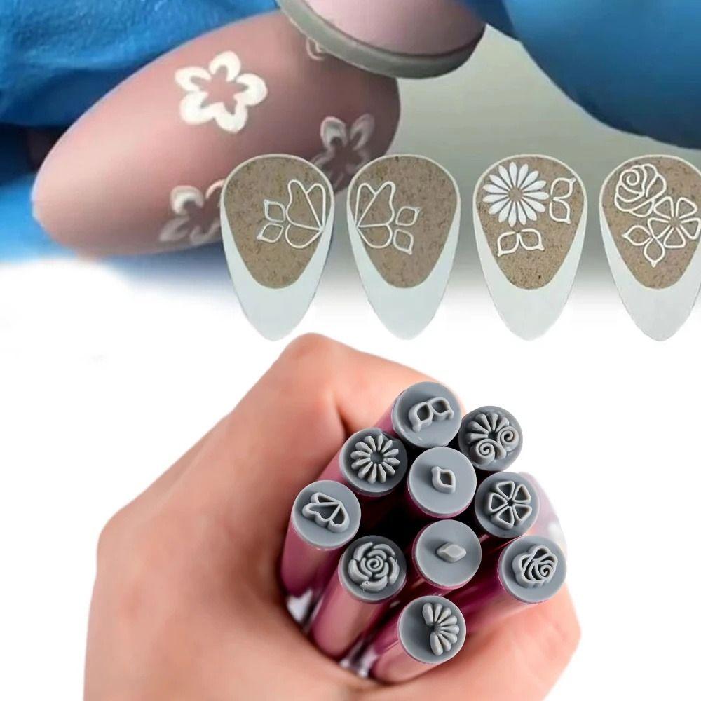 6/10/15pcs Stamping Plate Nail Graffiti Pen Flower Painting Drawing Nail Brush Stamp Pen New Year