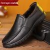 Мужские кожаные слипоны с нескользящей подошвой и теплой хлопковой подкладкой для осени и зимы